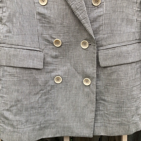 ZARA stripe blazer double breasted detail button blazer S - Picture 6 of 11